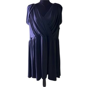ASOS Curve Women’s Navy Blue Drape Cold Shoulder Knee Length Dress 24 NWT